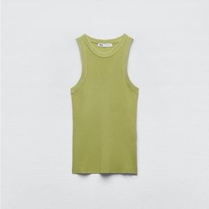 Green SLEEVELESS BASIC KNIT TOP Zara - NEW / NEVER WORN